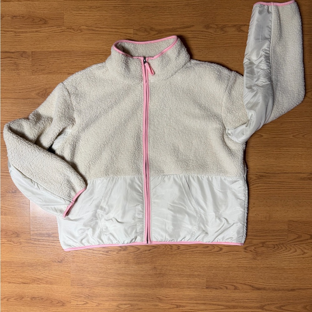 PJ Salvage Zip Up Jacket Size XL Beige Pink
